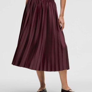 lululemon Satin Pleated Midi Skirt Garnet (Medium)